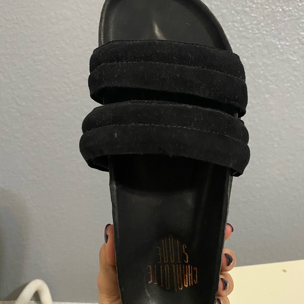 Black Charlotte Stone slides